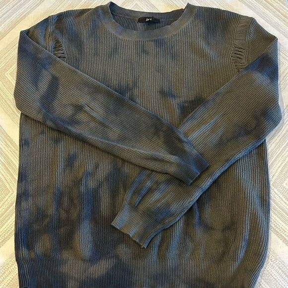 Fate Women’s Distressed Olive Green & Black Tie Dye Sweater - Size S - Picture 1 of 7